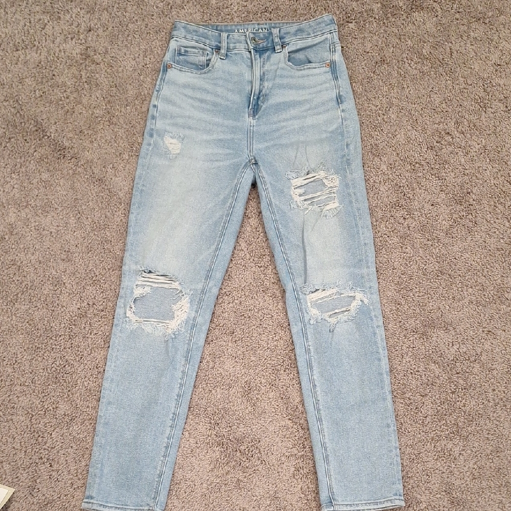 American Eagle Outfitters Light Blue Ripped Skinny Jeans